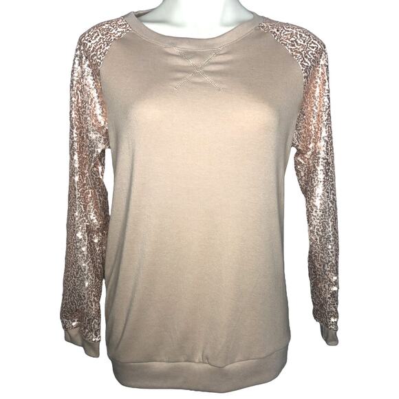 Rose Gold Sequin Sweatshirt - Size Small - Picture 2 of 7